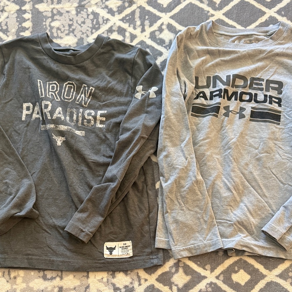 Under Armour Kids Dark Gray and Light Gray Long Sleeve Tees - 2 Pack